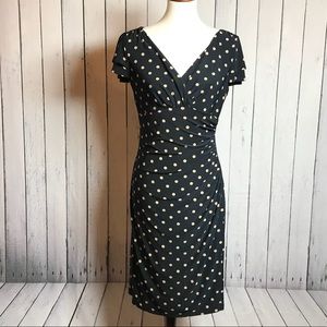 Lauren Ralph Lauren Navy and Tan Polka Dot Dress